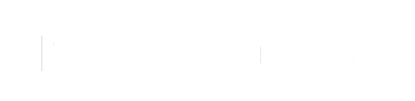 Agorus logo in white.